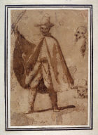 Man with Cape and Studies of Two Heads
