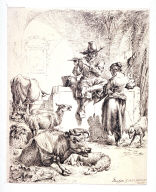 (Le Berger assise sur le fontain)