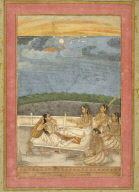 Woman Being Entertained by Musicians (recto), Calligraphy (verso)