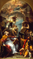 A Glory of the Virgin with the Archangel Gabriel and Saints Eusebius, Roch, and Sebastian