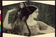 Indian (?) woman with monkey on shoulders