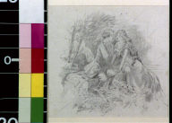 Man and woman holding hands while seated on a log