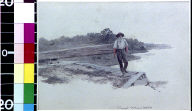 Bearded man standing on dock