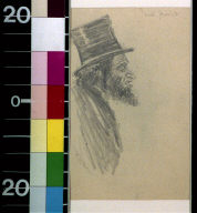 Jewish man with top hat, in profile