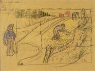 Peasants in a Field (recto), Procession of Bretonne Women with Study of Two Female Figures (verso)