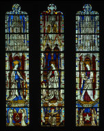 The Virgin Mary and Five Standing Saints above Predella Panels
