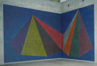 Wall Drawing No. 623 Double asymmetrical pyramids with colour ink washes superimposed