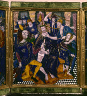 Limoges Painted Triptych: The Kiss of Judas, Christ Mocked and Crowned with Thorns, The Flagellation