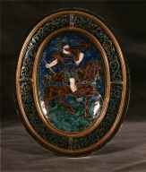 Limoges Painted Concave Oval Plaque: Ninus, King of Nineveh