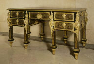 Kneehole Desk with Tendril Marquetry of Tortoiseshell and Brass