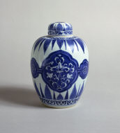 Blue and White Lidded Ginger Jar