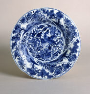 Blue and White Shallow Plate on Foot Ring with Phoenix