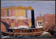 Tugboat with Black Smokestack