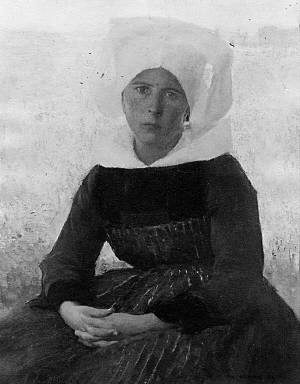 Woman in Breton Costume Seated in a Meadow (study for Breton Women at a Pardon)