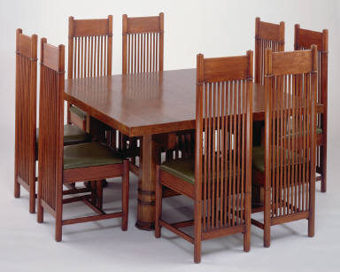 Dining table and chairs from the Barton House of the Darwin D. Martin Complex