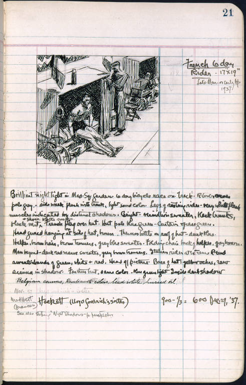Artist's ledger - Book II: P. 21 FRENCH 6 DAY RIDER