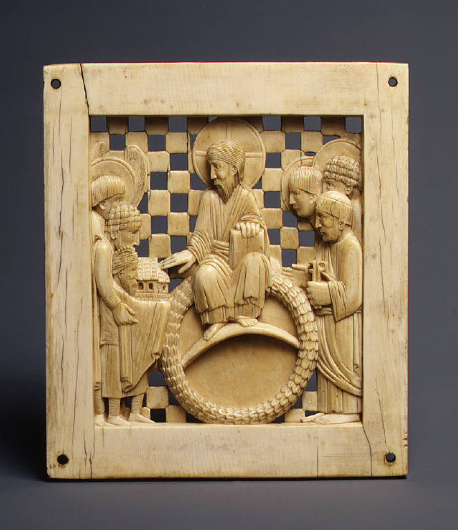 The Emperor Otto I (962-73) Presenting a Model of His Church at Magdeburg to the Enthroned Christ in the Presence of Saints Peter and Mauritius (?) and Other Saints