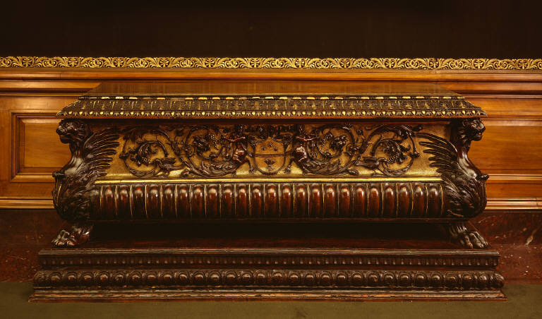 Cassone with Rinceaux in Relief and Parcel Gilding